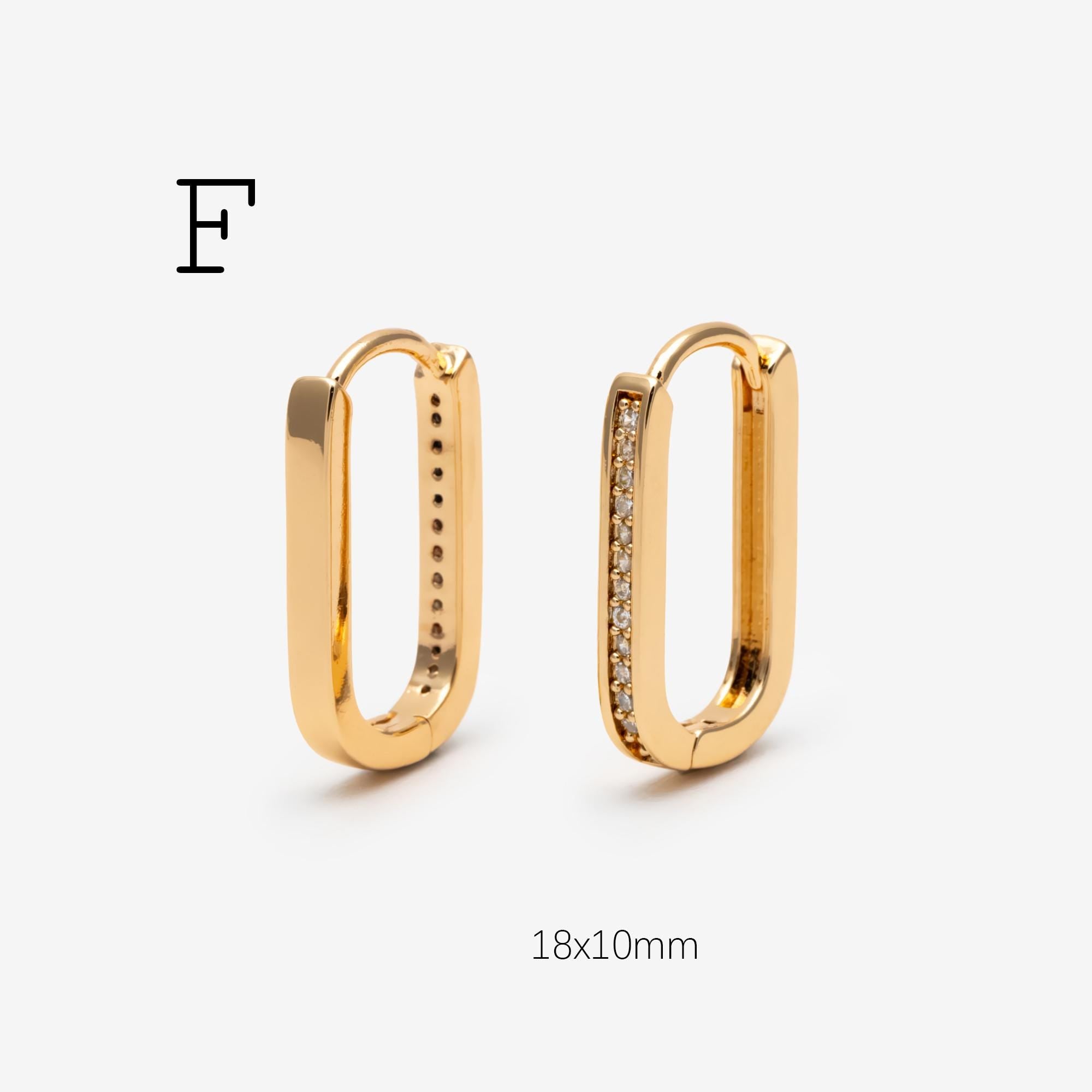 4pcs CZ Paved Polygon Hoop Earrings, Geometric Huggie Earrings, Minimalist Hoop Earrings (GB-2398)